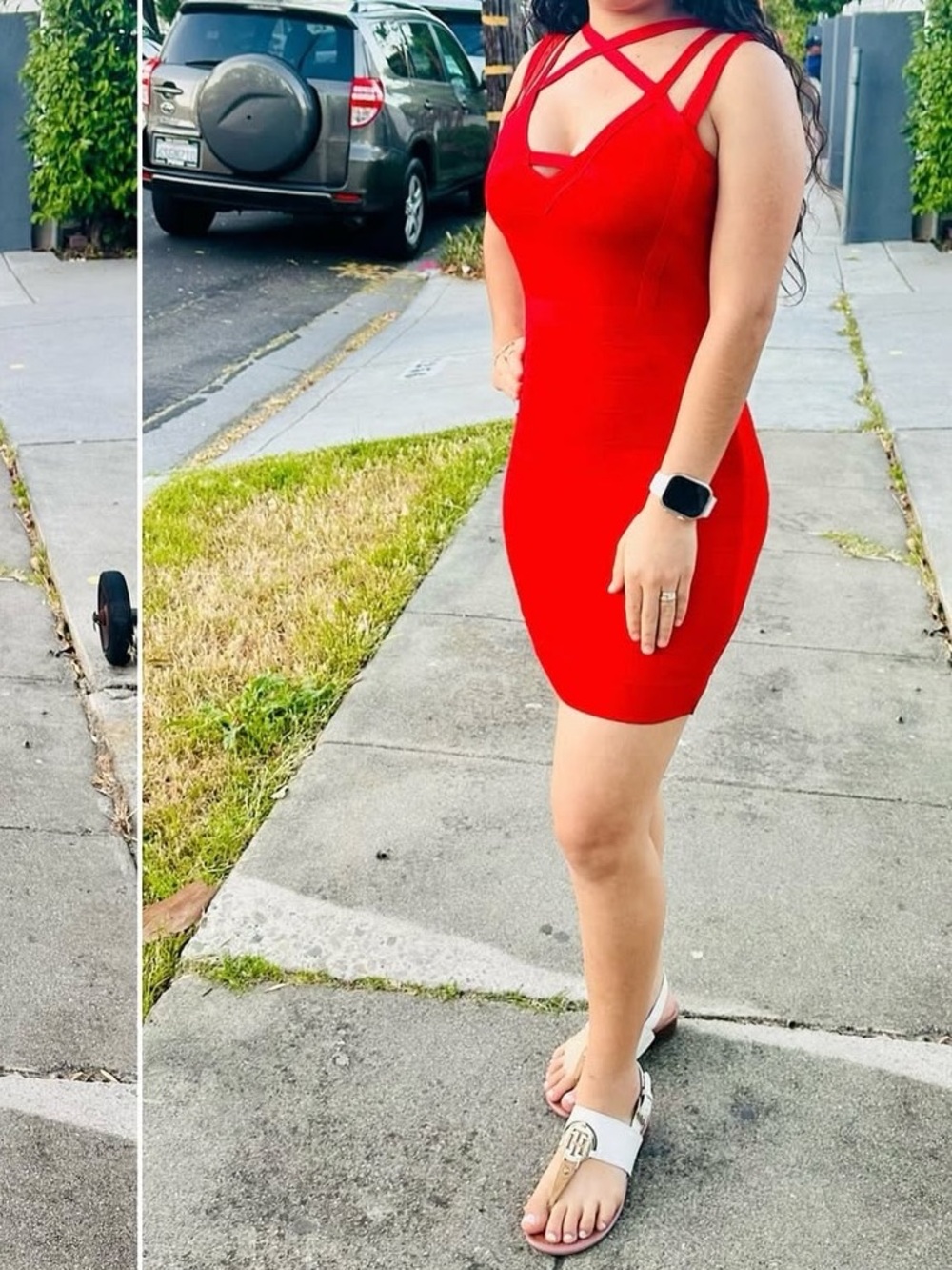 Guess Red Strappy Mini Bodycon Dress